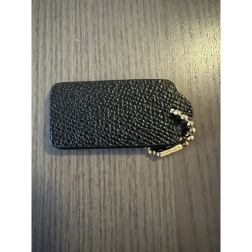 COACH Black Leather Silver Chain Replacement Purse Handbag Hang Tag Charm